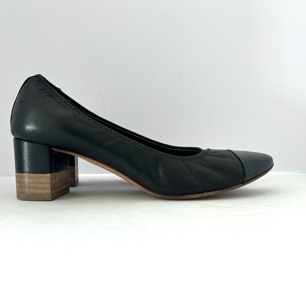 AGL Cap Toe Pump Black Spirit Patent Leather Block Heel Women's Size EU 36 US 6 - Picture 4 of 13